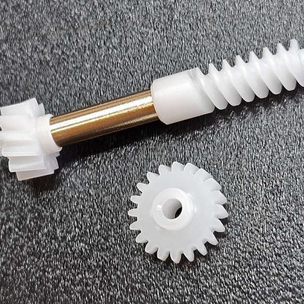CNC machined and micro injection molded POM worm gear system